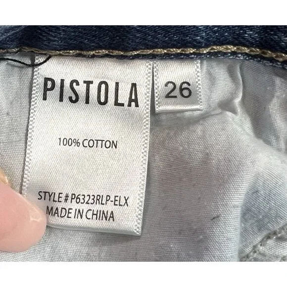 Pistola Anthropologie Women 26 jeans Cassie High Rise Straight Blue Distressed - Picture 5 of 14